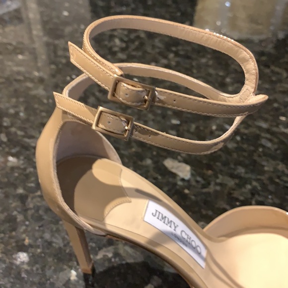 NWT Jimmy Choo Lane 85 Nude Patent Heels Sz 39 - Picture 4 of 9